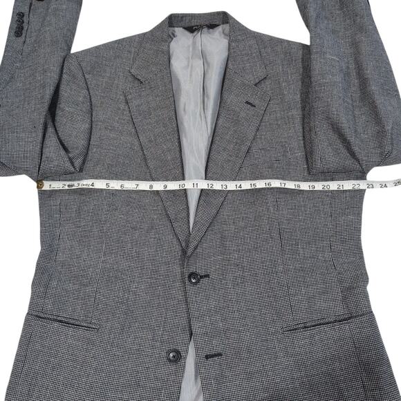 Jos A Bank Silk Wool Sport Coat Men's Size 42L Black White Houndstooth 2 Button - Picture 9 of 16